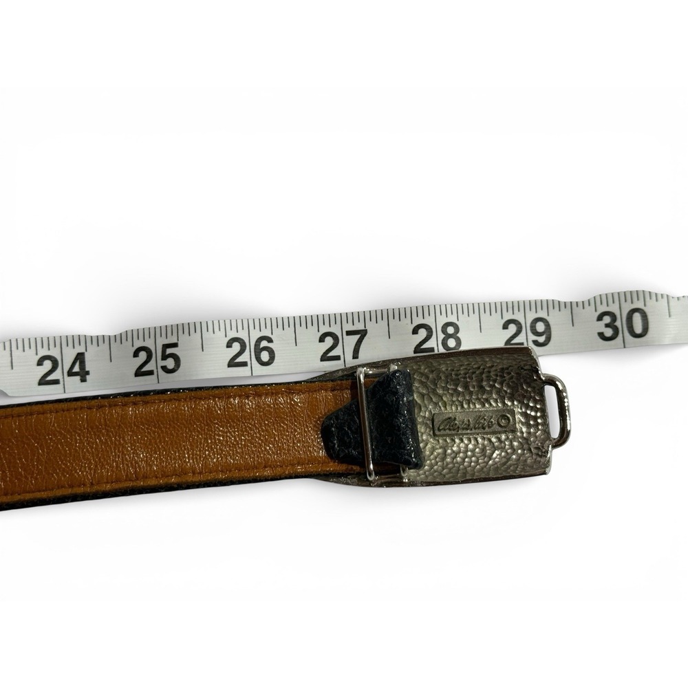 Alexis Kirk Reptile Leather Belt Sculptural Metal Clasp Vintage Statement Adjust - Picture 11 of 13